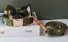 Load image into Gallery viewer, Luxury Pet Leash Engraved Name ID Tag + Collar + Bow - Free Engraving Personalise (all Sizes) + Many Styles/Colours
