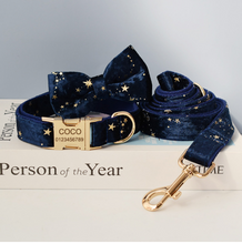 Load image into Gallery viewer, Luxury Pet Leash Engraved Name ID Tag + Collar + Bow - Free Engraving Personalise (all Sizes) + Many Styles/Colours
