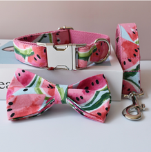 Load image into Gallery viewer, Luxury Pet Leash Engraved Name ID Tag + Collar + Bow - Free Engraving Personalise (all Sizes)
