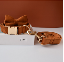Load image into Gallery viewer, Luxury Pet Leash Engraved Name ID Tag + Collar + Bow - Free Engraving Personalise (all Sizes)

