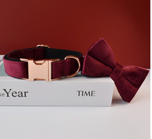 Load image into Gallery viewer, Luxury Pet Leash Engraved Name ID Tag + Collar + Bow - Free Engraving Personalise (all Sizes)
