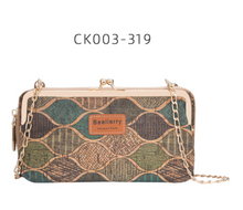 Load image into Gallery viewer, "Arna Lisa" Collection - Designer Vintage Dutch Woodgrain Classic Wallet Purse Phone Bag + Chain
