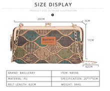 Load image into Gallery viewer, "Arna Lisa" Collection - Designer Vintage Dutch Woodgrain Classic Wallet Purse Phone Bag + Chain
