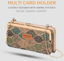 Load image into Gallery viewer, "Arna Lisa" Collection - Designer Vintage Dutch Woodgrain Classic Wallet Purse Phone Bag + Chain
