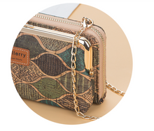 Load image into Gallery viewer, "Arna Lisa" Collection - Designer Vintage Dutch Woodgrain Classic Wallet Purse Phone Bag + Chain
