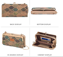 Load image into Gallery viewer, "Arna Lisa" Collection - Designer Vintage Dutch Woodgrain Classic Wallet Purse Phone Bag + Chain
