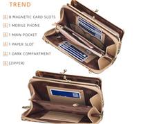 Load image into Gallery viewer, "Arna Lisa" Collection - Designer Vintage Dutch Woodgrain Classic Wallet Purse Phone Bag + Chain

