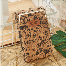 Load image into Gallery viewer, "Arna Lisa" Collection - Designer Vintage Dutch Woodgrain Shoulder Purse Phone Bag + Chain
