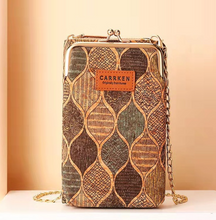 Load image into Gallery viewer, "Arna Lisa" Collection - Designer Vintage Dutch Woodgrain Shoulder Purse Phone Bag + Chain
