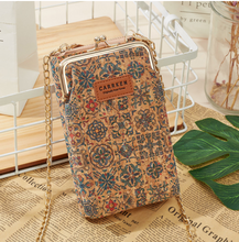 Load image into Gallery viewer, "Arna Lisa" Collection - Designer Vintage Dutch Woodgrain Shoulder Purse Phone Bag + Chain
