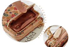 Load image into Gallery viewer, "Arna Lisa" Collection - Designer Vintage Dutch Woodgrain Shoulder Purse Phone Bag + Chain
