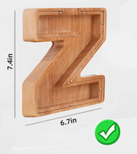 Load image into Gallery viewer, Child's Room - Piggy Bank Letters Alphabet - Wooden Name Art (6 Letters to Customise Name) Wall Feature or Book Shelf
