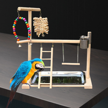 Load image into Gallery viewer, Bird Wooden Play Gym, Bath, Feeder, Perch, Ladder
