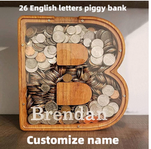 Load image into Gallery viewer, Child's Room - Piggy Bank Letters Alphabet - Wooden Name Art (6 Letters to Customise Name) Wall Feature or Book Shelf
