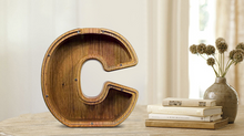 Load image into Gallery viewer, Child's Room - Piggy Bank Letters Alphabet - Wooden Name Art (5 Letters to Customise Name) Wall Feature or Book Shelf
