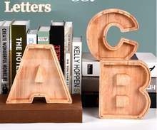 Load image into Gallery viewer, Child's Room - Piggy Bank Letters Alphabet - Wooden Name Art (7 Letters to Customise Name) Wall Feature or Book Shelf
