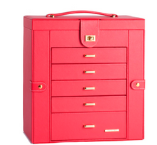 Load image into Gallery viewer, Luxury Rowling Leather Extra Large White Jewellery Box Mirrored Cabinet
