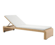 Load image into Gallery viewer, Luxury Plus Furniture - Sun Lounger Adjustable Rattan Bed + Glass Top Table
