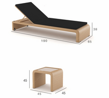 Load image into Gallery viewer, Luxury Plus Furniture - Sun Lounger Adjustable Rattan Bed + Glass Top Table
