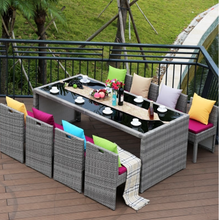 Load image into Gallery viewer, Luxury Plus Furniture - Minimalist Rattan 8 Chairs + Table (Balcony, Patio, Courtyard)
