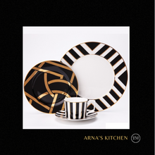 Load image into Gallery viewer, "Arna Lisa" Royal Collection - Plates Set Dinnerware 16 Piece - Black and White
