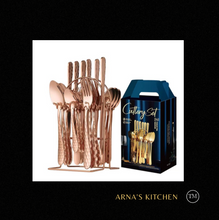 Load image into Gallery viewer, "Arna Lisa" Royal Collection - Luxury 24 Piece Cutlery Set + Boxed - Many Styles &amp; Colours
