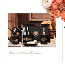 Load image into Gallery viewer, "Celtic Crown" Bathroom Set - Black 5 Piece
