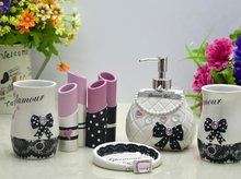 Load image into Gallery viewer, "Glamour Girl" Bathroom set - 5 piece. (3D Hand Painted)
