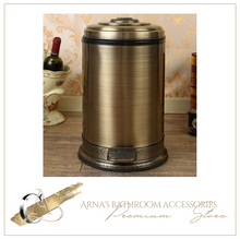 Load image into Gallery viewer, "Arna Royal Vintage Collection"  Luxury Pedal Golden Range 6L Trash Rubbish Bin
