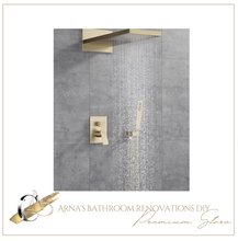 Load image into Gallery viewer, "Arna" Collection - Bath Shower Faucet Set Auto - Thermostat Control Brass Brushed Gold/Black In-Wall Shower Mixer Tap Hot &amp; Cold Hand held Shower
