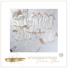 Load image into Gallery viewer, "Arna" Collection - Quality Lace 5 Piece Satin Sleepwear
