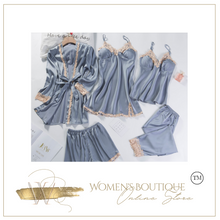 Load image into Gallery viewer, "Arna" Collection - Quality Lace 5 Piece Satin Sleepwear
