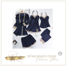 Load image into Gallery viewer, "Arna" Collection - Quality Lace 5 Piece Satin Sleepwear
