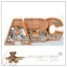 Load image into Gallery viewer, Child's Room - Piggy Bank Letters Alphabet - Wooden Name Art (4 Letters to Customise Name) Wall Feature or Book Shelf
