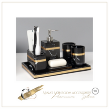 Load image into Gallery viewer, Black &amp; Gold Bathroom Set - 7 piece   (Resin - Top Quality)
