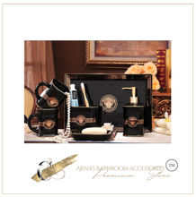 Load image into Gallery viewer, "Celtic Crown" Bathroom Set - Black 5 Piece
