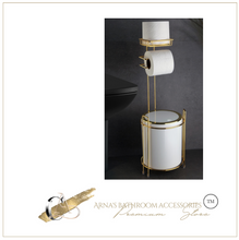 Load image into Gallery viewer, Luxury Toilet Paper Holder &amp; Trash/Rubbish Tin/Bin Combo
