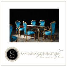 Load image into Gallery viewer, "Arna Royal Victorian Collection" Luxury Plus Furniture - Exquisite Golden/Blue Dining Table &amp; Chairs
