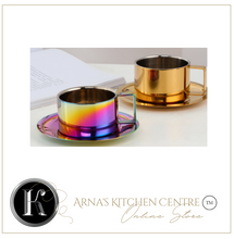 Load image into Gallery viewer, "Arna Lisa" Royal Collection - Luxury Stainless Steel Cup + Saucer + Spoon (Camping Quality)
