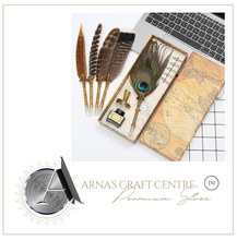 Load image into Gallery viewer, Natural Peacock Feather Dip Pen Boxed Set

