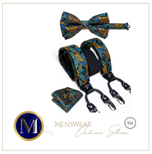 Load image into Gallery viewer, Luxury Mens Suspender Wedding Accessories Leather 6 Clips Braces Bow Tie Set - Many Colours &amp; Sizes
