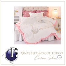 Load image into Gallery viewer, "Arna Lisa Royal Collection" - New Luxury White 100% Cotton Floral Embroidery Bedding Set
