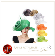Load image into Gallery viewer, "Arna Collection" Luxury Hats - Unique Satin &amp; Horse Hair with Feathers
