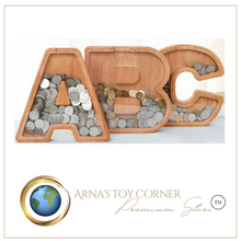Load image into Gallery viewer, Child's Room - Piggy Bank Letters Alphabet - Wooden Name Art (5 Letters to Customise Name) Wall Feature or Book Shelf
