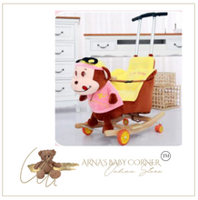 Load image into Gallery viewer, Child Rocking Horse/Chair, Plush/Solid Wood, Many Styles with Music and Safety Belt - Rocker or on Wheels with Handle to Push
