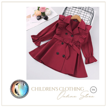 Load image into Gallery viewer, Arna Royal Gown Collection - Girls Overcoat Windproof Double Breasted Trench Coat - Many Sizes
