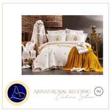 Load image into Gallery viewer, "Arna Lisa" Luxury Royal Bedding Set - 20 pieces French Laced Embroidery

