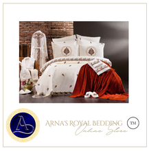 Load image into Gallery viewer, "Arna Lisa" Luxury Royal Bedding Set - 20 pieces French Laced Embroidery
