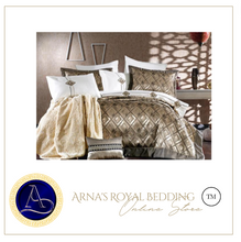 Load image into Gallery viewer, "Arna Lisa" Royal Collection Bedding Set - 11 Piece Cappuccino
