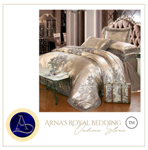Load image into Gallery viewer, "Arna Lisa" Royal Collection - New Jacquard Satin Royal Luxury Bedding - Queen- 6 Piece
